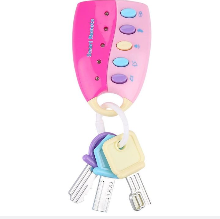musical smart remote key toy for baby - toddler and kids - pink