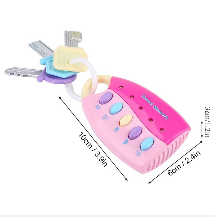 musical smart remote key toy for baby - toddler and kids - pink