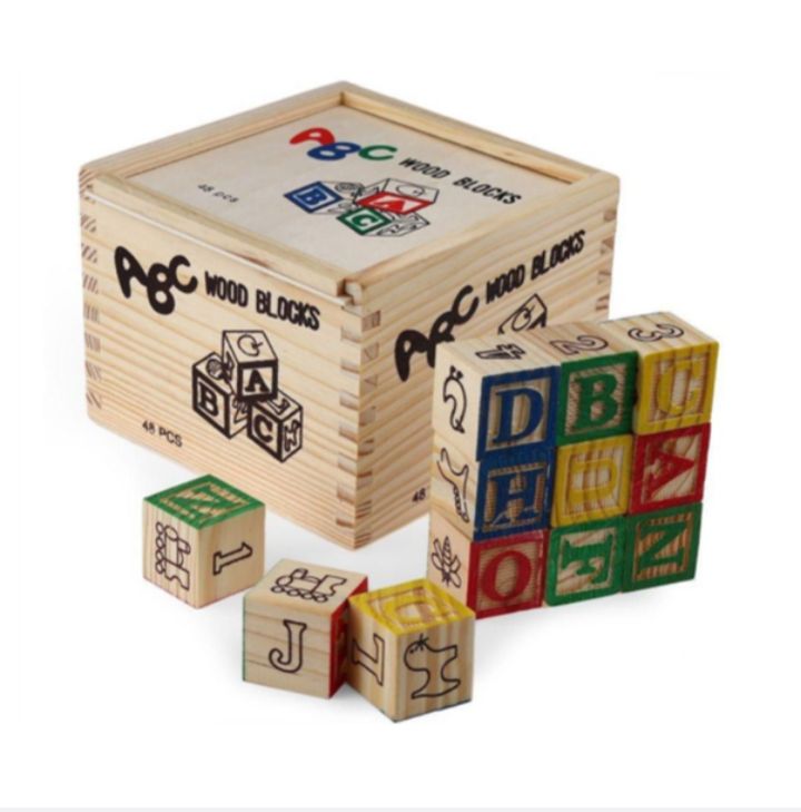 48 piece education wooden ABC blocks