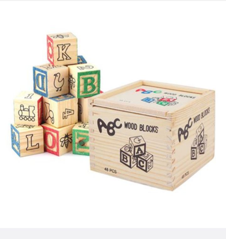 48 piece education wooden ABC blocks