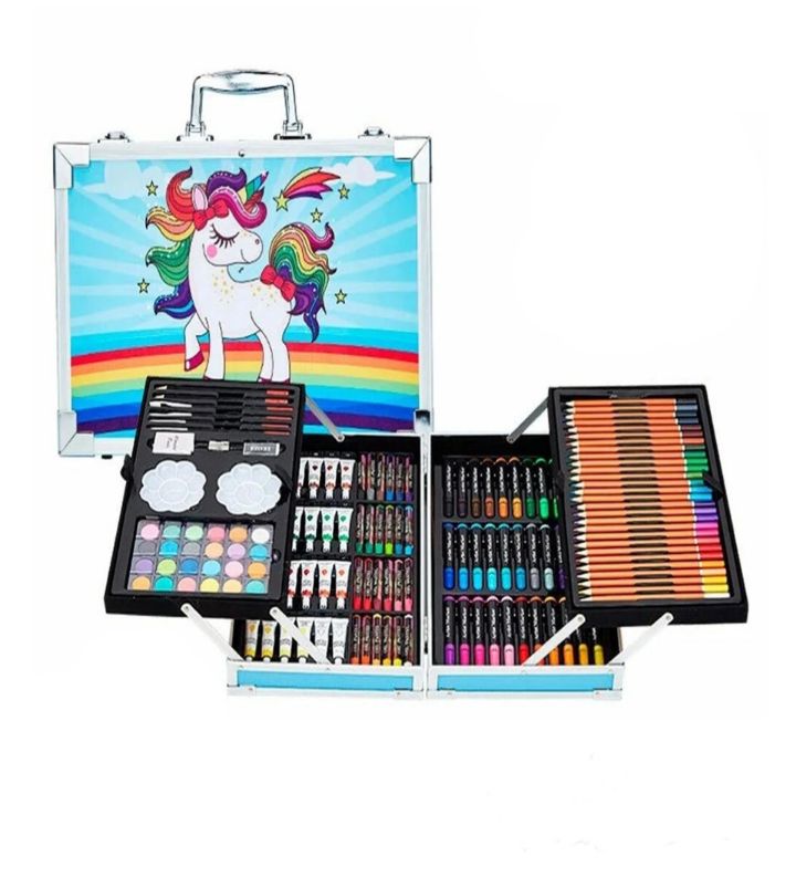 unicorn 145 piece art set with aluminium case - blue