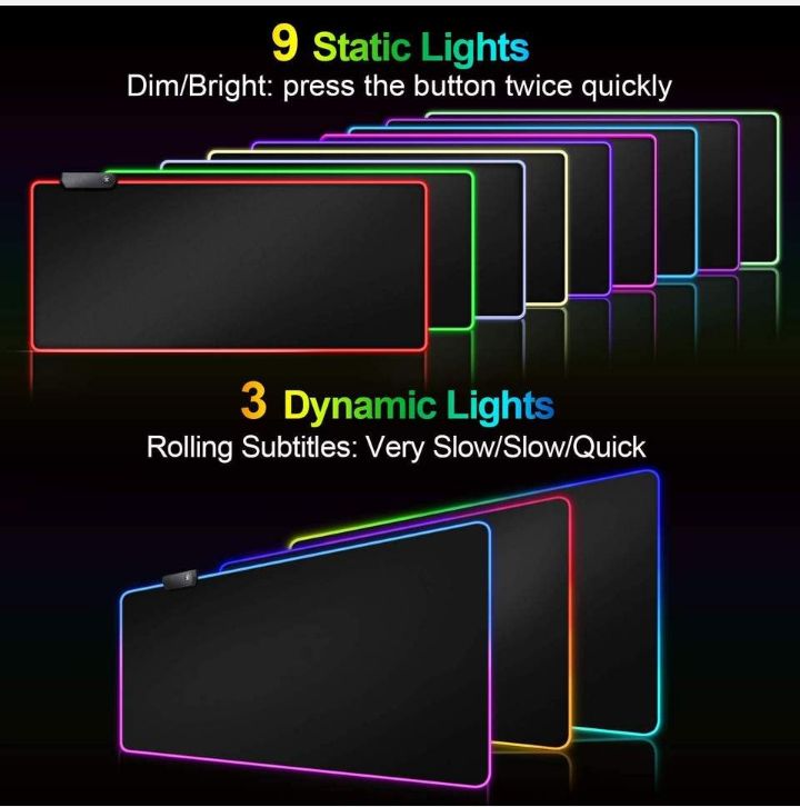 gms - wt- 5 gaming mouse pad anti slip illuminated led rgb gaming mouse pad
