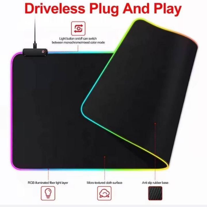 gms - wt- 5 gaming mouse pad anti slip illuminated led rgb gaming mouse pad