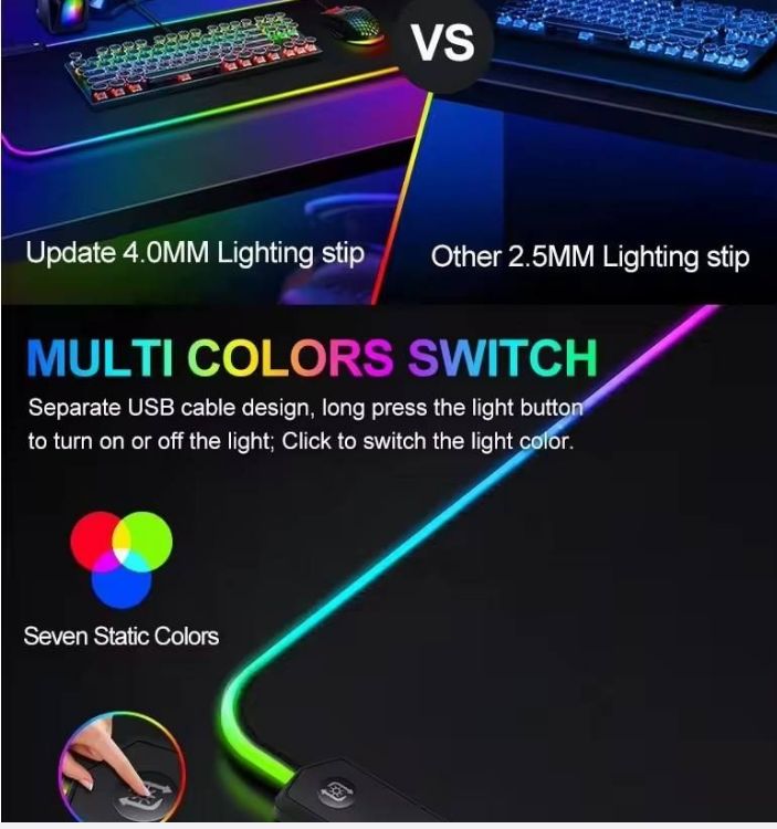 gms - wt- 5 gaming mouse pad anti slip illuminated led rgb gaming mouse pad