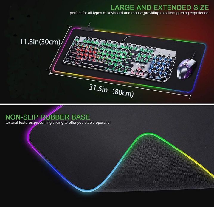 gms - wt- 5 gaming mouse pad anti slip illuminated led rgb gaming mouse pad