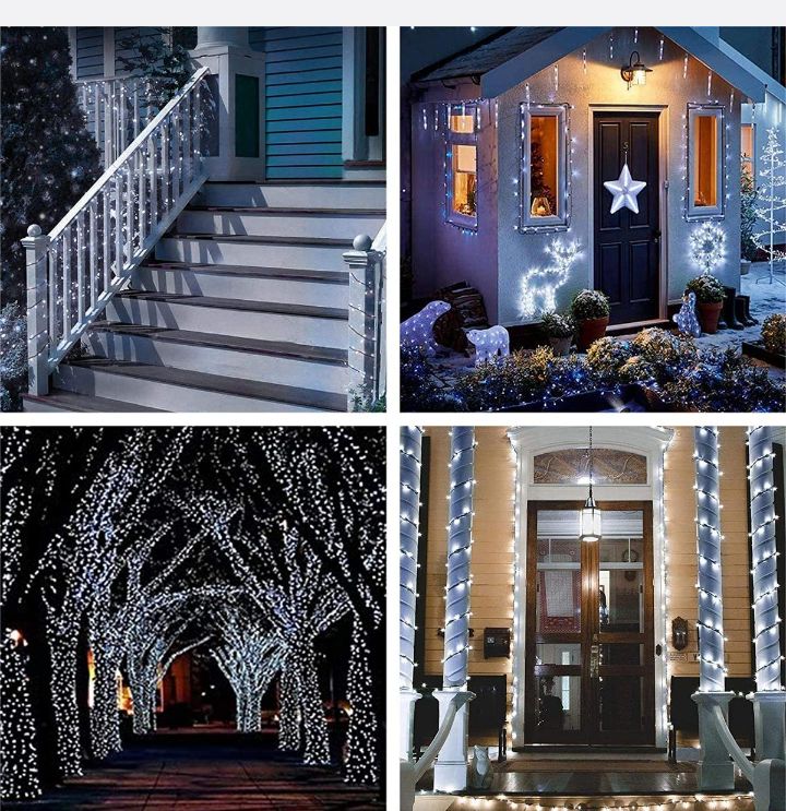 string lights fairy lights outdoor solar 100 led bulbs christmas lights x 3 - cool white