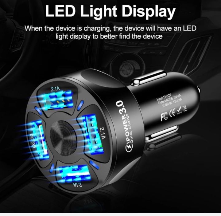 fast charging 4 port usb car charger