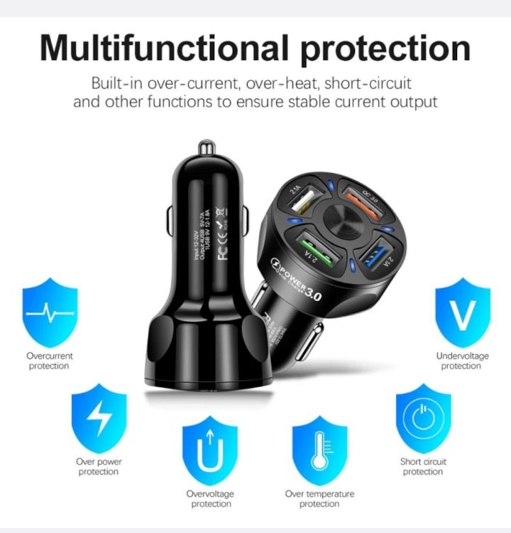 fast charging 4 port usb car charger