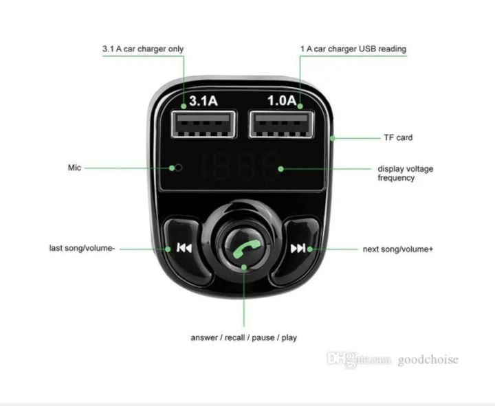 fm x 8 bluetooth transmitter aux modulator ,hands free car kit , car audio