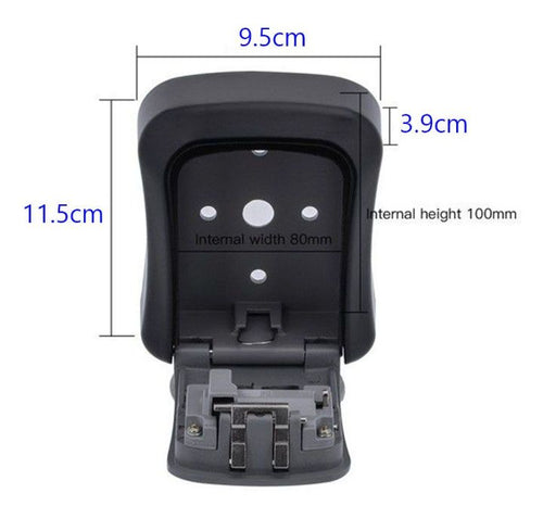 4 digit combination wall mounted safe box for keys - black