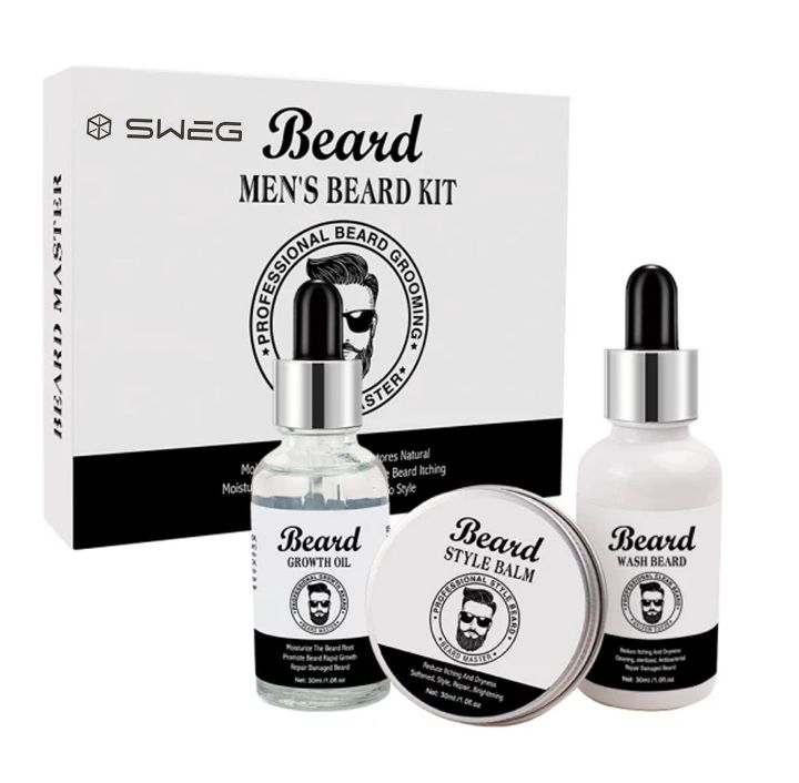3 piece mens beard grooming set