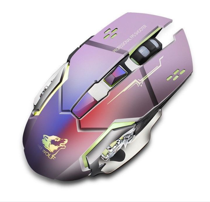 X 8 ERGONOMIC WIRELESS 2.4 G , 2400 dpi GAMING MOUSE SILENT - METAL GREY