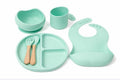 baby 6 piece silicon baby feeding set - mint green
