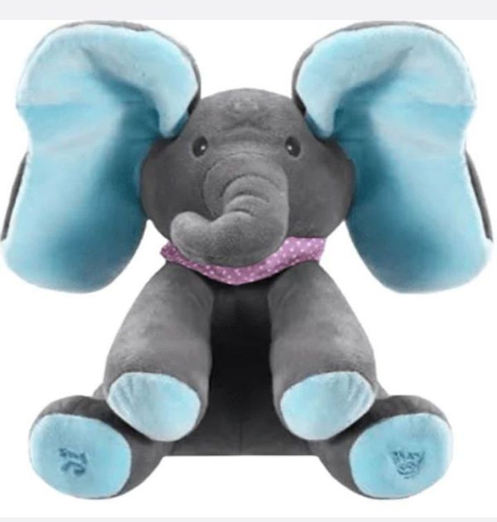 plush elephant toy for boys - blue and grey