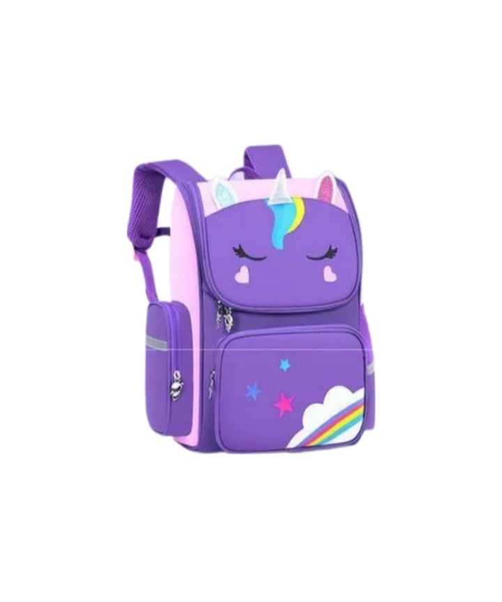 girls unicorn design school bag - purple and pink