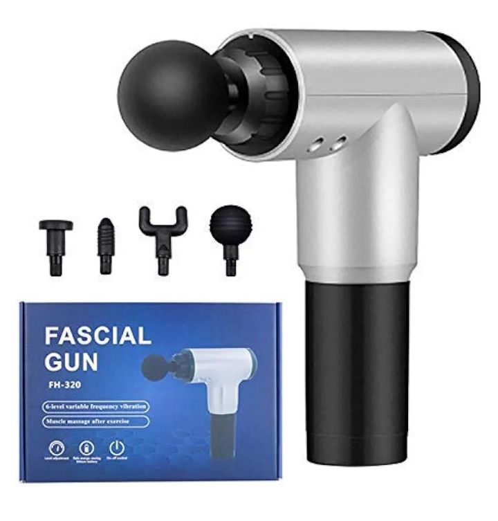 deep tissue massage gun with 4 changeable heads / black & silver